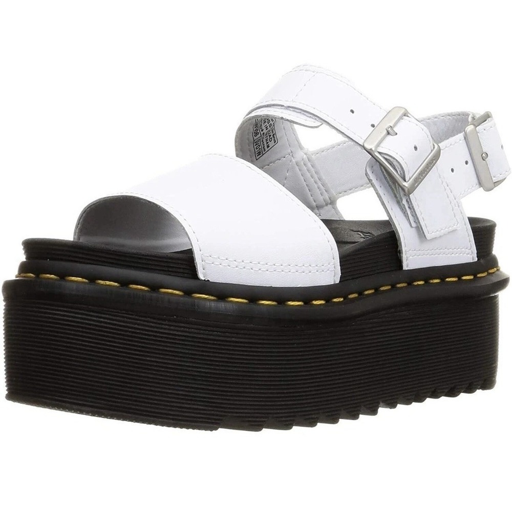 Dr. Martens (Voss Quad) Leather Strap Platform Sandals White Women Size 11